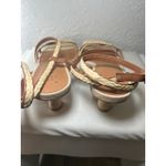 A New Day Women's Ankle Strap Kitten Heeled Sandals Square Toe Braided Tan Beige Photo 4
