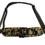 WCM New York Leather Belt Metal Chain Gold & Black Metallic Women's Wrap Photo 0