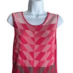 Carlisle Women Top M Coral Argyle Rayon Textured Vibrant Layer Slinky Comfort Photo 8