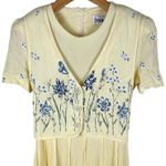 Periwinkle Vintage Y2K Yellow & Blue Floral Cottagecore Prairie Maxi Vest Dress Tie Back Photo 1