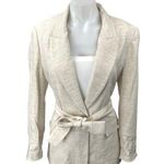 ZARA Cream Long Sleeve Notch Collar Belted Tie Waist Blazer Coat Jacket Top XS Photo 0