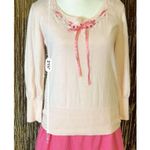 VTG Women’s Pink Lace Front Sweater Top MEDIUM Photo 3