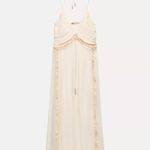 ZARA  Cream Maxi Dress long flowy bohemian summer casual vacation sundress wedding  Photo 6