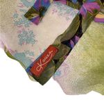 Kariza Purple & Green Floral Design Silk Wrap Skirt Women One Size Ruffle Detail Photo 3