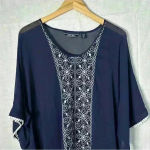 Lands' End  *SMALL 6-8* Navy Blue Beach Swim Cover-Up/Tunic With Embroidery Photo 5