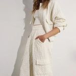 Textured Bomber Jacket and Cargo Pant Set in Off White Size L Photo 3