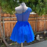 La Femme One Shoulder Embroidered Mini Dress Photo 3