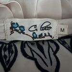 C. Luce Dress Womens Medium Ivory Navy Blue Embroidered Mini Embroidery Bohemian Photo 4