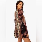 Free People  Stevie Printed Tunic, Black Combo, indie aesthetic ,hippie Med size Photo 3
