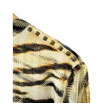Robert Graham Tiger Print Silk Peplum Blouse Sz L Sheer Studded Boho Top Photo 5