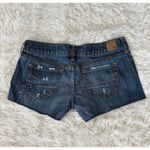 American Eagle Distressed‎ Denim Shorts Dark Wash Ripped Destroyed Raw Hem Blue Size 4 Photo 1