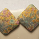 Vintage Orange, Blue, & Green Floral Earrings Orange Photo 0