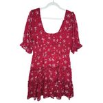 Francesca's Francesca’s Trixxi Ditsy Floral Puff Sleeve Mini Dress Size XL Red Cottagecore Photo 11