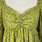 Wild Fable  Medium Mini Dress Floral Lined Long Sleeve Sweetheart Neckline Green Photo 1