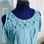 Gypsies & Moondust  Blue Cold Shoulder Top Large Photo 2