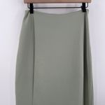 R.G. Kane Hestia Skirt Size Small Sage Green Mini/Midi High Slit Satin NEW NWOT Photo 12