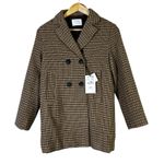 ZARA NWT Plaid Double Breasted Peacoat Womens XS Brown Old Money Light Academia Photo 1