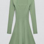 ZARA  Skater Ribbed Knit Long Sleeve Mini Dress in Light Green Photo 2