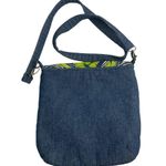 Fabric Messenger / Crossbody Green and blue with floral flap, inside pockets Photo 1