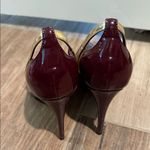 Marc Fisher Dark Red Patent Leather Heels with Gold Accent Photo 3