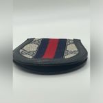 Gucci Coin Purse GG Coated Brown Canvas Web Navy & Red Stripe - Vintage Photo 6