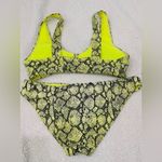 Cabana Del Sol Bikini set size large green neon and black snake print design like new Photo 4