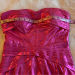 NWOT metallic pink strapless prom dress ruched front slit size 0 Photo 6