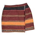 Loft Women's Size 6 Southwestern Poly Wool Blend Blanket Fringe Faux Wrap Skirt Photo 0