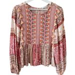 American Eagle Outfitters Bohemian Patchwork Paisley Balloon Sleeve Top S Photo 3