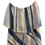 Gibson Latimer Blue White Striped Off Shoulder Linen Blend Dress Large Photo 1