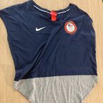 Nike  Navy Blue and Gray United States Olympic Team Logo T Shirt Small Rayon Photo 0