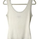 Camille La Vie White Fitted Ribbed Tank Top Rayon Nylon Large Capsule Minimalist Photo 0
