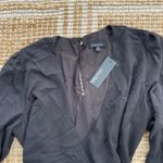 Lea & Viola NWT  Black Wrap Mini Dress Long Sleeve Ruffle Hem Size Large Photo 2