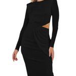 Misha Vina Drape Knit Long Sleeve Cut Out Midi Dress Wine Size 2 NWT Red Photo 6