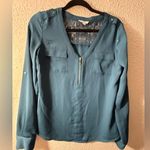 Candie's  Green and Blue Long Sleeve Blouse Photo 0