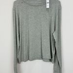 J.Crew Vintage Jersey Long Sleeve Tee Shirt Crewneck Cotton Gray Cropped L NWT Photo 4