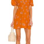 Faithfull the Brand Ilia Mini Dress in Botany Floral Print Womens 2 Orange Boho Photo 0