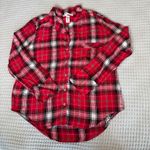 Victoria's Secret  Flannel Pajama Set Womens Medium Red Pink Plaid Shirt Pants Photo 4