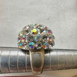 Round rhinestone cocktail ring Silver Photo 8