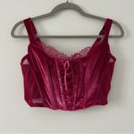 Victoria's Secret Victoria’s Secret Dream Angels Unlined Lace Up Velvet Corset Claret Red NWT L Photo 1