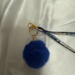 Handmade  Blue and White Butterfly Wristlet Keychain with Blue Pompom Photo 5