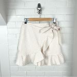 Lea & Viola Cream White Gingham Plaid Ruffle Wrap Skirt Size M Photo 2