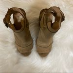 joe's jeans 🛍️  Petra Suede Peep Toe Tobacco Tan Block Heel Sandals Size 5.5 Photo 4
