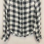 Anthropologie Pilcro Black‎ Plaid Wool Blend Long Sleeve Stitch Button Down Shirt Size XS Photo 7