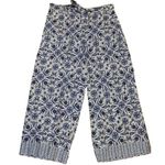 Joie  Women's Blue Floral Print Cropped Linen Pants Size 10 NWOT Photo 2
