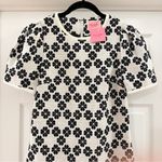 Kate Spade NWT Tweed Floral Daisy Short Sleeve Mini Dress Black white sz 4 Photo 9