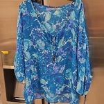 Vivienne Westwood 💕💕 Chiffon Batwing Blousson Sleeve Blouse ~ Abstract Floral Photo 0