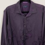 Ted Baker London Button Up Dress Shirt Size LARGE 12 Purple Tonal Floral Photo 2