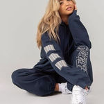 ✨The Mayfair Group It Costs Zero Dollars Graphic S/M Sweatpants✨ Blue Photo 0