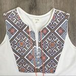 Freeway Apparel Freeway Aztecs design embroidered top beach dress boho short small w/ tassel Photo 2